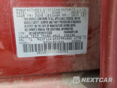 Zdjęcie 12 z 13 samochodu: 2017 NISSAN SENTRA S VIN:3N1AB7AP0HY410305 - miniatura