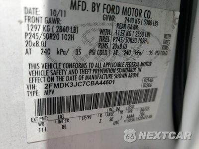Zdjęcie 14 z 14 samochodu: 2012 FORD EDGE SEL VIN:2FMDK3JC7CBA44601 - miniatura