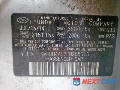 Zdjęcie 12 z 12 samochodu: 2015 HYUNDAI ELANTRA LIMITED VIN:KMHDH4AE7FU285613 - miniatura