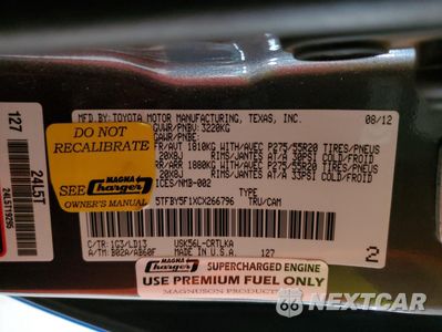 Zdjęcie 12 z 12 samochodu: 2012 TOYOTA TUNDRA DOUBLE CAB LIMITED VIN:5TFBY5F1XCX266796 - miniatura