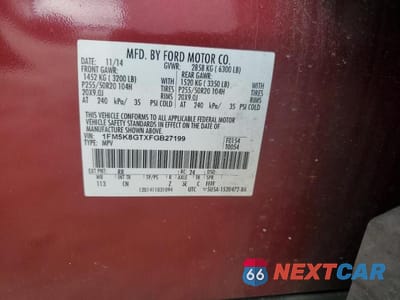 Zdjęcie 13 z 13 samochodu: 2015 FORD EXPLORER SPORT VIN:1FM5K8GTXFGB27199 - miniatura