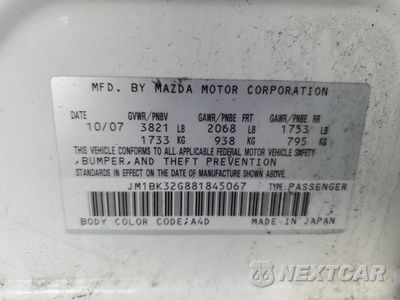 Zdjęcie 12 z 14 samochodu: 2008 MAZDA 3 I VIN:JM1BK32G881845067 - miniatura