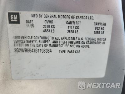Zdjęcie 12 z 13 samochodu: 2006 PONTIAC GRAND PRIX GT VIN:2G2WR554761198084 - miniatura