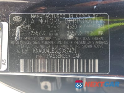 Zdjęcie 13 z 14 samochodu: 2020 KIA OPTIMA HYBRID EX VIN:KNAGU4LE5L5037471 - miniatura