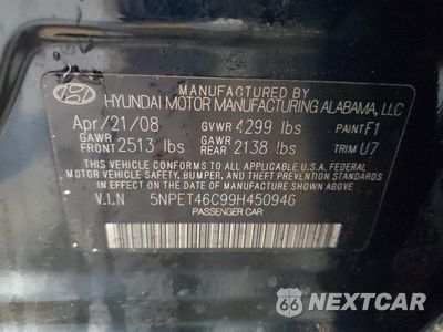 Zdjęcie 12 z 14 samochodu: 2009 HYUNDAI SONATA GLS VIN:5NPET46C99H450946 - miniatura
