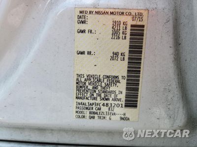 Zdjęcie 12 z 12 samochodu: 2015 NISSAN ALTIMA 2.5 VIN:1N4AL3AP3FC483201 - miniatura