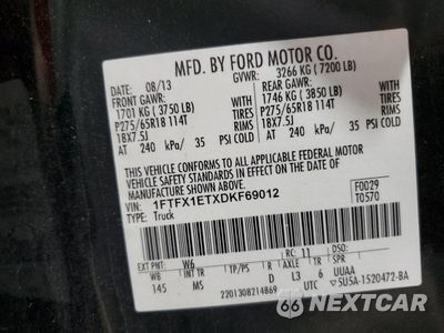 Zdjęcie 12 z 12 samochodu: 2013 FORD F150 SUPER CAB VIN:1FTFX1ETXDKF69012 - miniatura