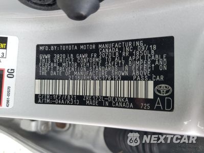 Zdjęcie 12 z 13 samochodu: 2019 TOYOTA COROLLA L VIN:2T1BURHE1KC176193 - miniatura