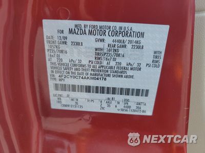 Zdjęcie 12 z 12 samochodu: 2010 MAZDA TRIBUTE I VIN:4F2CY0C74AKM04178 - miniatura