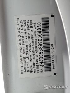 Zdjęcie 12 z 12 samochodu: 2002 ACURA RSX VIN:JH4DC53892C004040 - miniatura