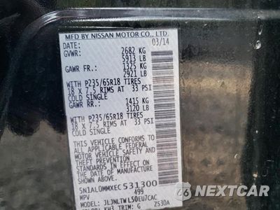 Zdjęcie 13 z 13 samochodu: 2014 INFINITI QX60 VIN:5N1AL0MMXEC531300 - miniatura