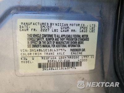 Zdjęcie 12 z 14 samochodu: 2008 NISSAN SENTRA 2.0 VIN:3N1AB61E18L637976 - miniatura