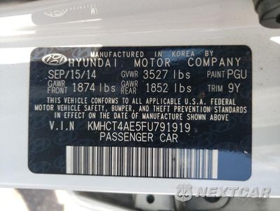 Zdjęcie 12 z 13 samochodu: 2015 HYUNDAI ACCENT GLS VIN:KMHCT4AE5FU791919 - miniatura