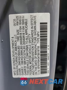 Zdjęcie 13 z 16 samochodu: 2026 HONDA PASSPORT RTL VIN:5FNYF9H34TB018706 - miniatura