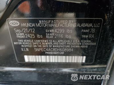 Zdjęcie 12 z 14 samochodu: 2013 HYUNDAI SONATA SE VIN:5NPEC4AC8DH608984 - miniatura