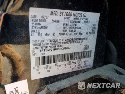 Zdjęcie 12 z 12 samochodu: 2008 FORD F250 SUPER DUTY VIN:1FTSW21R88EC52027 - miniatura