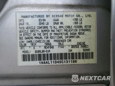 Zdjęcie 12 z 14 samochodu: 2005 NISSAN ALTIMA S VIN:1N4AL11D45C131186 - miniatura