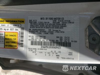 Zdjęcie 12 z 12 samochodu: 2017 FORD FUSION SE HYBRID VIN:3FA6P0LUXHR409421 - miniatura