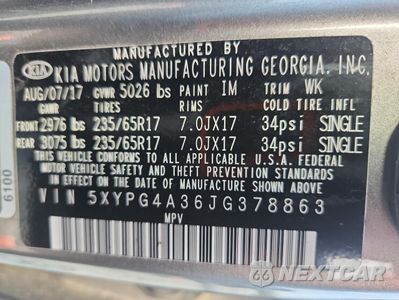 Zdjęcie 12 z 14 samochodu: 2018 KIA SORENTO LX VIN:5XYPG4A36JG378863 - miniatura