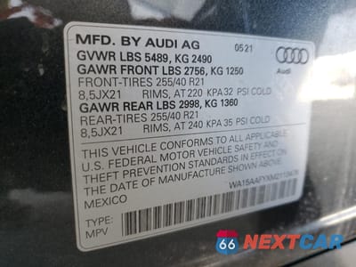 Zdjęcie 12 z 13 samochodu: 2021 AUDI Q5 SPORTBACK PREMIUM PLUS VIN:WA15AAFYXM2113478 - miniatura