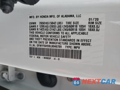 Zdjęcie 13 z 14 samochodu: 2020 HONDA PILOT EXL VIN:5FNYF6H59LB046789 - miniatura