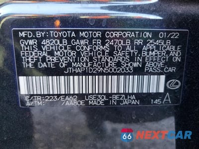 Zdjęcie 13 z 16 samochodu: 2022 LEXUS IS 500 F SPORT VIN:JTHAP1D29N5002033 - miniatura