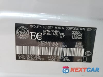 Zdjęcie 12 z 13 samochodu: 2019 LEXUS GS 350 BASE VIN:JTHCZ1BL7KA011668 - miniatura