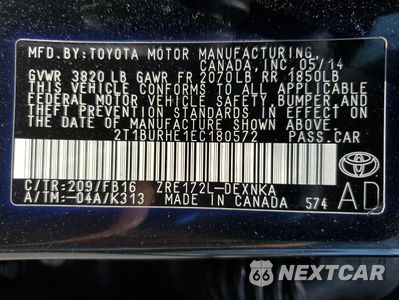 Zdjęcie 13 z 15 samochodu: 2014 TOYOTA COROLLA L VIN:2T1BURHE1EC180572 - miniatura