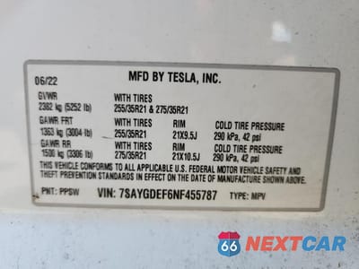 Zdjęcie 12 z 12 samochodu: 2022 TESLA MODEL Y VIN:7SAYGDEF6NF455787 - miniatura