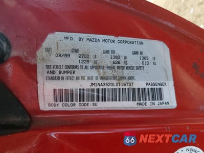 Zdjęcie 13 z 13 samochodu: 1990 MAZDA MX-5 MIATA VIN:JM1NA3520L0116737 - miniatura