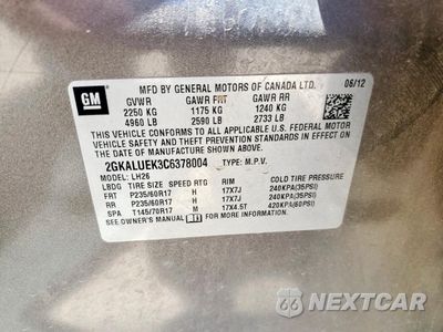 Zdjęcie 13 z 13 samochodu: 2012 GMC TERRAIN SLT VIN:2GKALUEK3C6378004 - miniatura