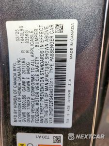 Zdjęcie 12 z 14 samochodu: 2025 HONDA CIVIC SPORT VIN:2HGFE2F54SH573011 - miniatura