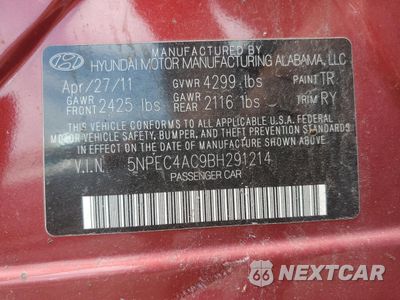 Zdjęcie 12 z 12 samochodu: 2011 HYUNDAI SONATA SE VIN:5NPEC4AC9BH291214 - miniatura