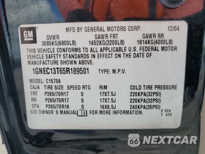 Zdjęcie 13 z 13 samochodu: 2005 CHEVROLET TAHOE C1500 VIN:1GNEC13T65R189501 - miniatura