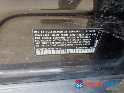 Zdjęcie 12 z 12 samochodu: 2016 VOLKSWAGEN CC BASE VIN:WVWBP7AN9GE512439 - miniatura