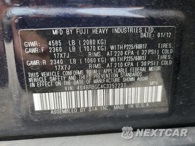 Zdjęcie 13 z 13 samochodu: 2012 SUBARU OUTBACK 2.5I PREMIUM VIN:4S4BRBGC4C3252231 - miniatura
