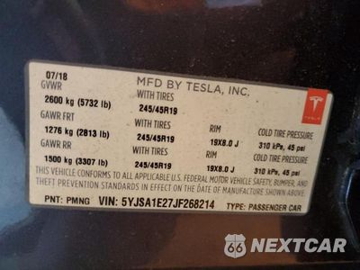 Zdjęcie 13 z 13 samochodu: 2018 TESLA MODEL S VIN:5YJSA1E27JF268214 - miniatura