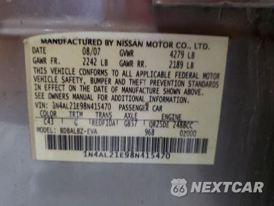 Zdjęcie 12 z 12 samochodu: 2008 NISSAN ALTIMA 2.5 VIN:1N4AL21E98N415470 - miniatura