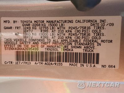 Zdjęcie 12 z 14 samochodu: 2010 TOYOTA TACOMA PRERUNNER VIN:5TENX4GNXAZ695499 - miniatura