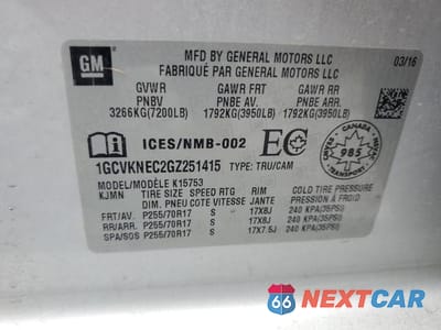 Zdjęcie 12 z 12 samochodu: 2016 CHEVROLET SILVERADO K1500 VIN:1GCVKNEC2GZ251415 - miniatura