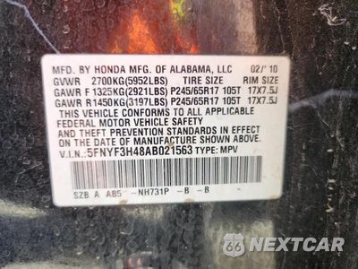 Zdjęcie 13 z 13 samochodu: 2010 HONDA PILOT EX VIN:5FNYF3H48AB021563 - miniatura