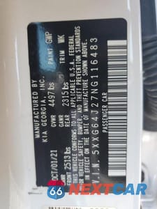 Zdjęcie 12 z 12 samochodu: 2022 KIA K5 GT LINE VIN:5XXG64J27NG116483 - miniatura