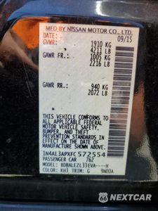 Zdjęcie 12 z 12 samochodu: 2015 NISSAN ALTIMA 2.5 VIN:1N4AL3APXFC572554 - miniatura