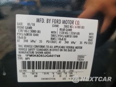 Zdjęcie 13 z 15 samochodu: 2018 FORD EXPLORER XLT VIN:1FM5K8D83JGA61748 - miniatura