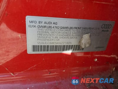 Zdjęcie 12 z 12 samochodu: 2004 AUDI A4 1.8T QUATTRO VIN:WAULC68E54A221405 - miniatura