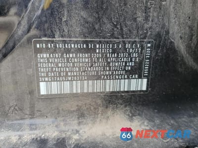 Zdjęcie 12 z 12 samochodu: 2018 VOLKSWAGEN GOLF S VIN:3VWG17AU5JM263134 - miniatura