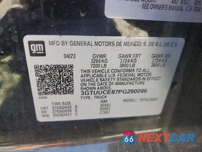 Zdjęcie 12 z 12 samochodu: 2023 GMC SIERRA K1500 ELEVATION VIN:3GTUUCE87PG290099 - miniatura