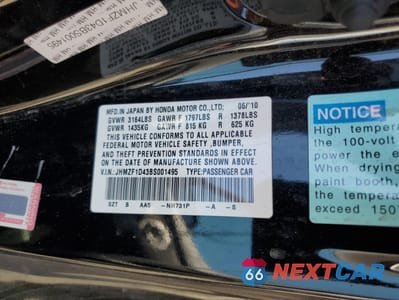 Zdjęcie 12 z 12 samochodu: 2011 HONDA CR-Z VIN:JHMZF1D43BS001495 - miniatura