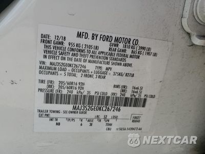 Zdjęcie 13 z 15 samochodu: 2019 FORD ECOSPORT SE VIN:MAJ3S2GE0KC267246 - miniatura