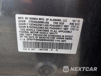 Zdjęcie 13 z 13 samochodu: 2011 HONDA PILOT EXL VIN:5FNYF4H58BB046365 - miniatura
